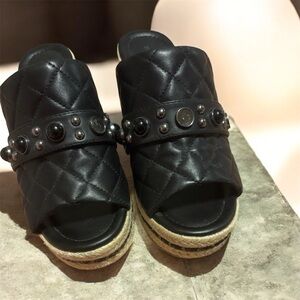 Black Quilted Karl Lagerfeld Sandals